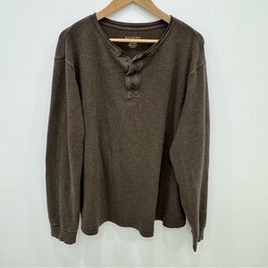 Sonoma Brown Long Sleeve Thermal Henley unisex oversized normcore vtg Sz XXL
